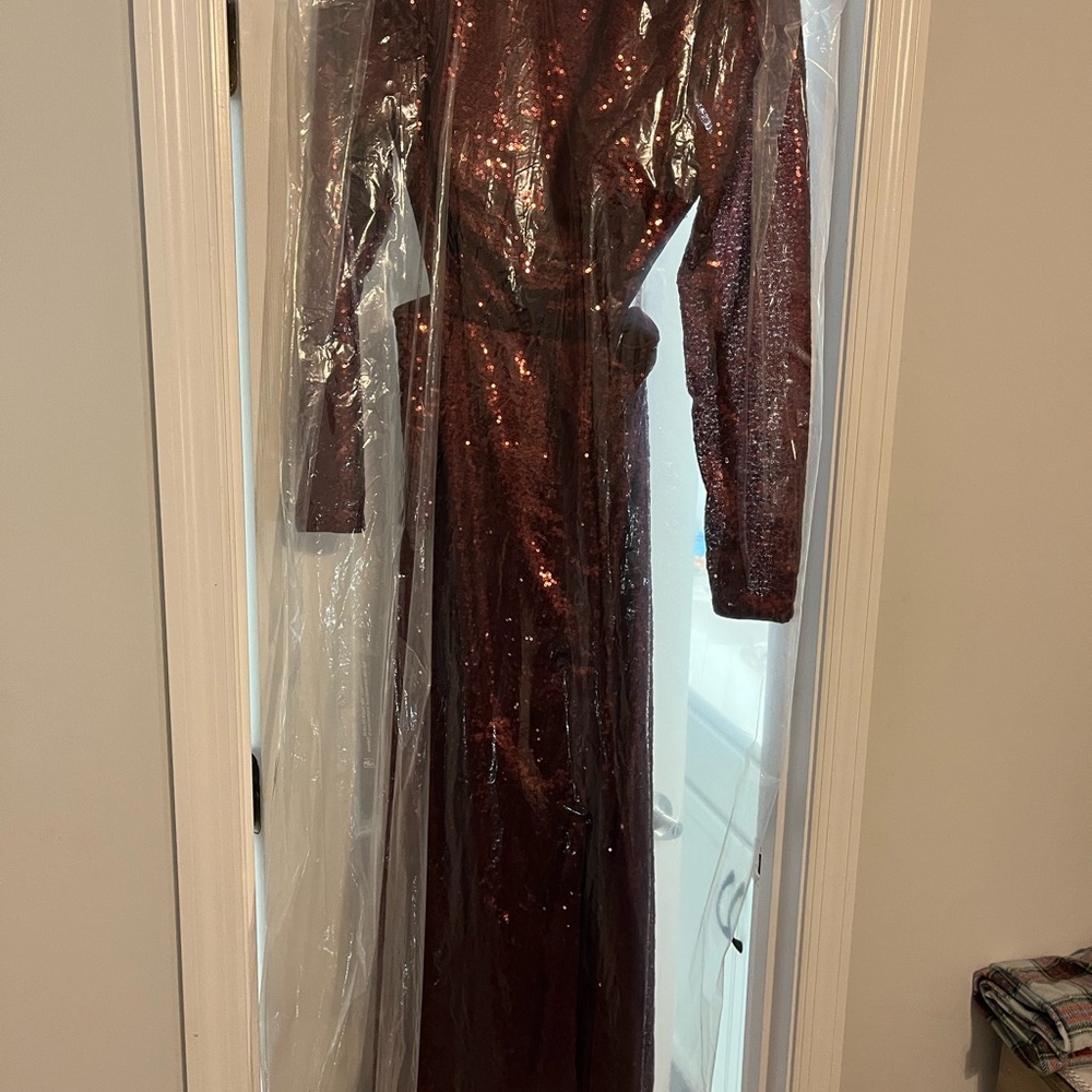 Sequin Long Sleeve Gown
